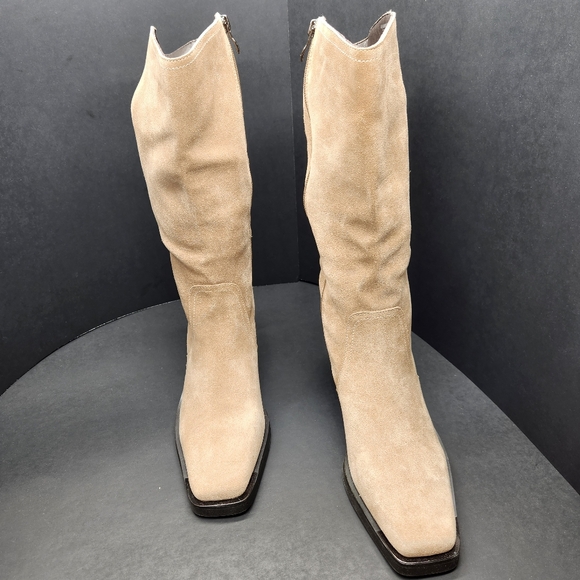 Vince Camuto boots women's 11M beige sand suede Babellie western cowgirl new - Picture 4 of 16